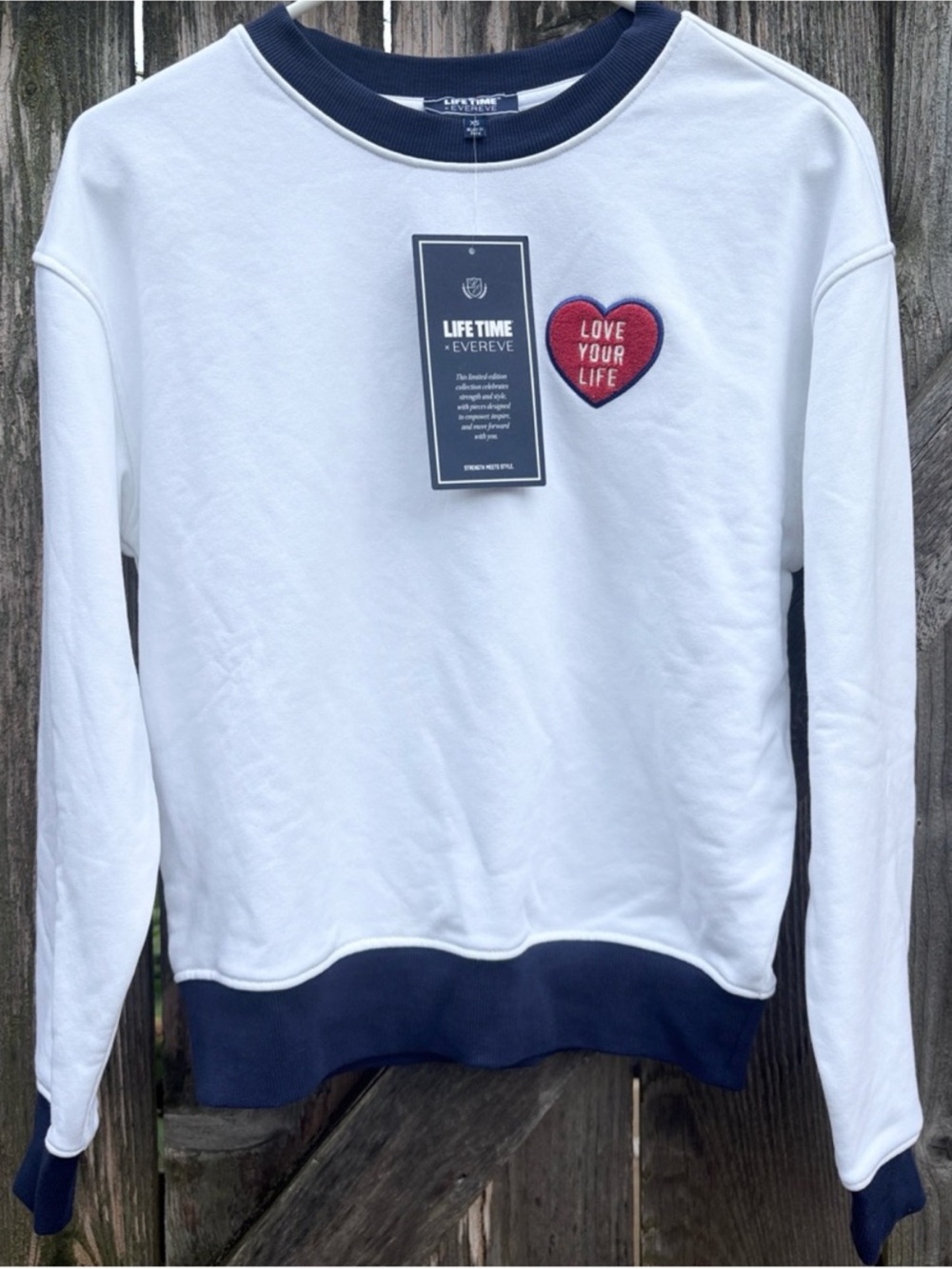 NWT EVEREVE X Lifetime Love Your Life Patch Sweatshirt Size XS - Picture 2 of 11